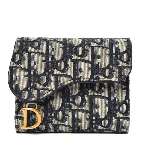 dior blue saddle wallet|christian dior oblique saddle wallet.